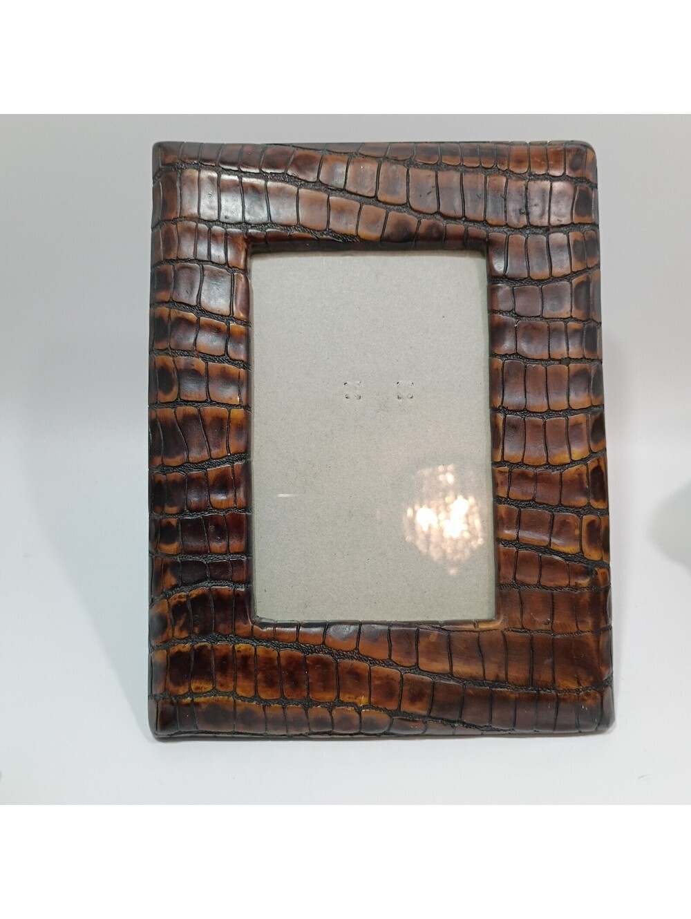 Bill Blass Home Decor Croc Embossed Leather Picture Frame Y2K 2000's #080014